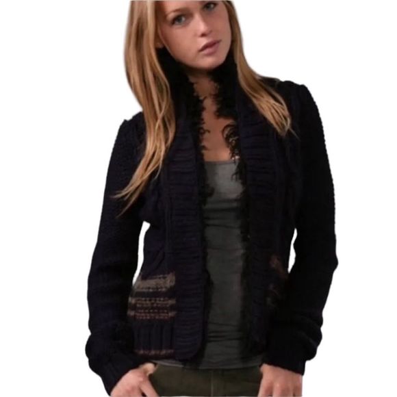 Free People Sweaters - 44) Free People North Star Fur Trimmed Cardigan